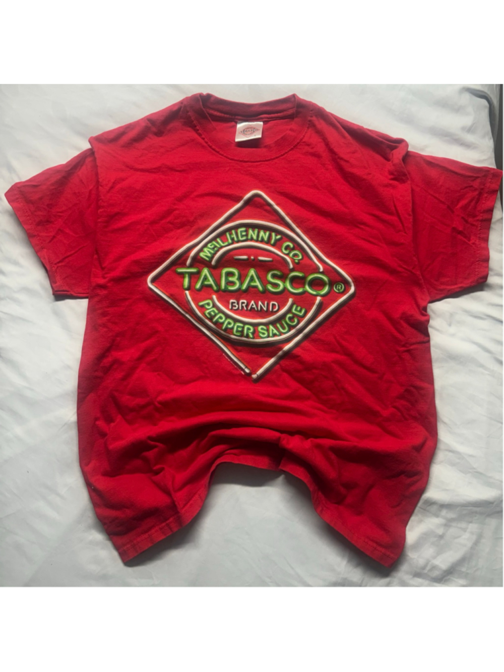 Vintage Y2K Tabasco Shirt Mens Large L Red McIlhenny Co Sportswear Graphic Tee